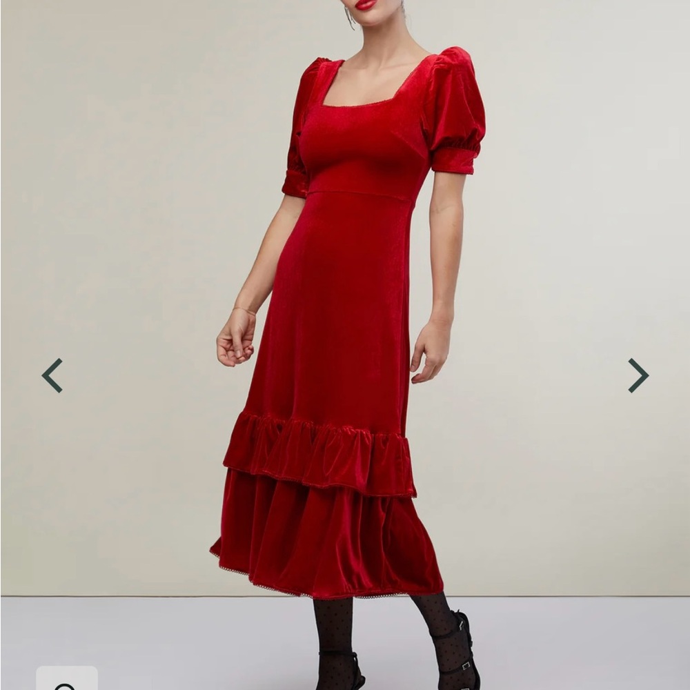 Elegant Red Velvet Dress